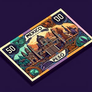 Detailed Illustration of Mexican Peso Currency Bill