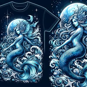 Beautiful Blue Siren T-Shirt Design | Ethereal Illustration