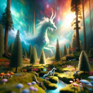 Mythical Creature in Dreamlike Forest | Fantasy Inspired Artwork