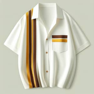 White Shirt with Yellow and Brown Stripes