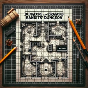 Fantasy Dungeons & Dragons Bandits' Dungeon Map for Dungeon Master