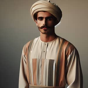 Middle-Eastern Man in Traditional Attire with Mustache