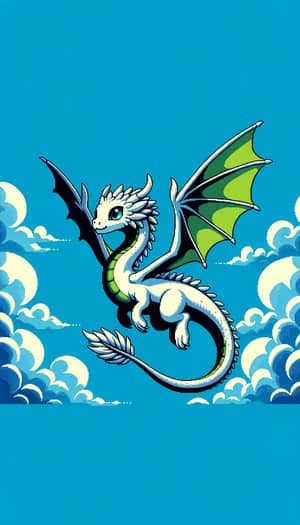 Playful Juvenile Dragon Soaring in Cell Shading Style