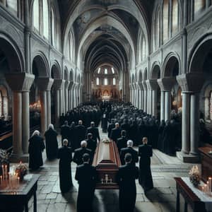 Solemn Funeral Procession in Ancient Church | Reflection on Mortality