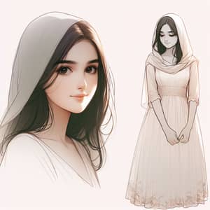 Delicate Middle-Eastern Girl in Light Summer Dress
