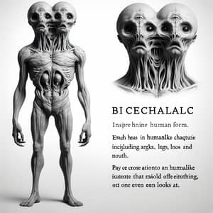 Eerie Bi-Cephalic Humanlike Creature with Two Heads