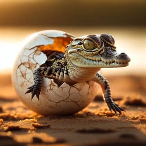 Young Crocodile Hatching: A Glistening Tale of Nature's Beginning