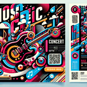 Vibrant Music Concert E-Flyer Design | Event Details & QR Code