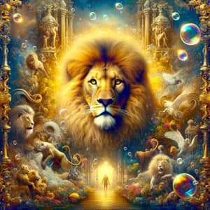 Majestic Lion Over 'Dangerous' Album Cover | Surreal Baroque Twist