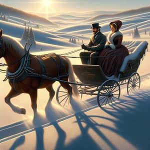Winter Scene in 19th Century New England: Sleigh Ride Joy