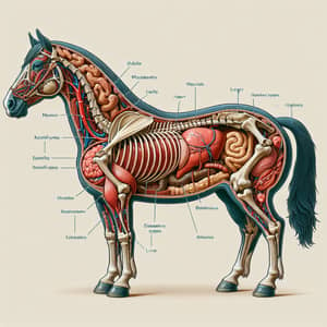 Horse Internal Anatomy: Detailed Cross-Sectional Representation