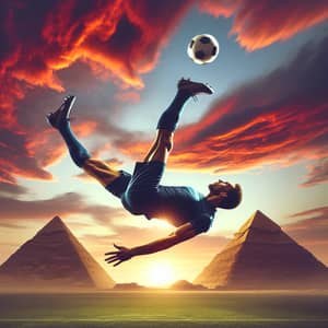 Soccer Player's Spectacular Bicycle Kick at Ancient Egyptian Pyramids