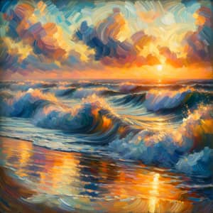 Ocean Waves Impressionist Painting Inspo