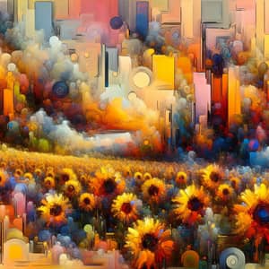 Vivid Sunflower Field Abstract Art | Engaging Colorful Design
