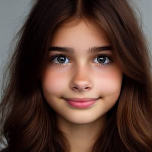 14-Year-Old Girl with Medium-Length Layered Hair and Large Eyes