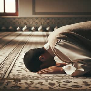 Middle-Eastern Person Practicing Namaz in Sajda Position