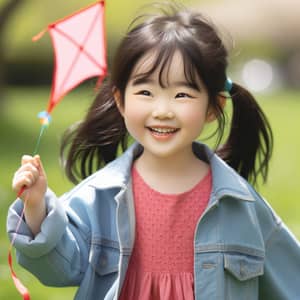 Young Korean Girl Playing in Lush Green Park | Spring Fun