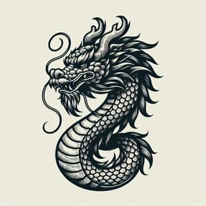 Stylized Chinese Dragon Illustration | Detailed Linear Drawing