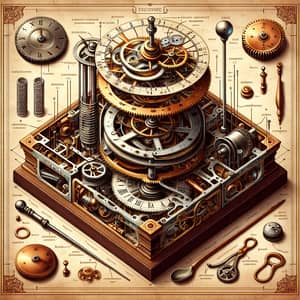 Antique Clockwork Mechanism Study | Intricate Gears & Springs