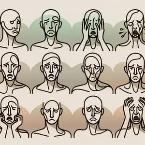 Minimalist Abstract Humanoid Figures Expressing Failure Emotions