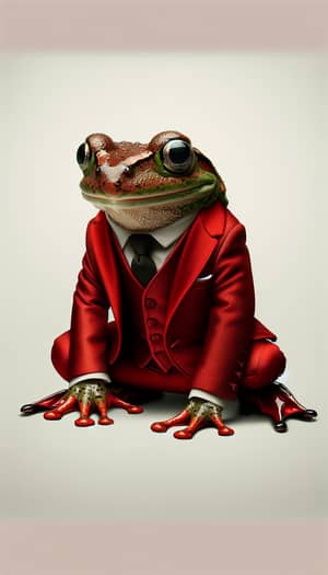Charming Frog in Elegant Red Suit