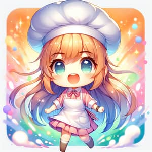 Playful Chibi Girl Chef Digital Painting