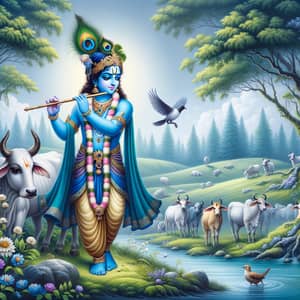Krishna Deity: Charming Flute-Playing Figure from Hindu Mythology