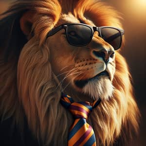 Stylish Lion with Tie and Sunglasses | Animal Kingdom Fashion Icon