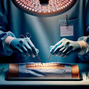 Straight Surgical Stitching: Expert Suturing Technique