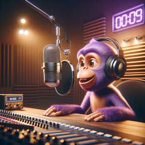 Animated Purple Monkey Podcasting Sensation | Studio Scene