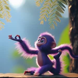 Graceful Purple Monkey Yoga Pose | Peaceful Yoga Monkey