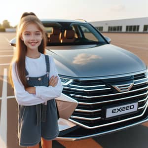 Young Girl with Exeed Car | Modern & High-Tech Vibe