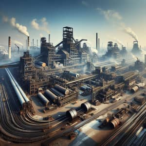 Bustling Steel Industry Expanse | Factories, Machinery & Furnaces
