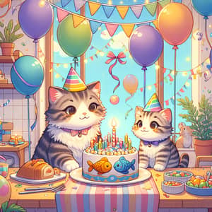Mother Cat & Kitten Birthday Party | Festive Celebration
