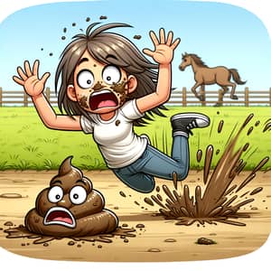 Girl Falls into Horse Dung - Shocking Moment Captured