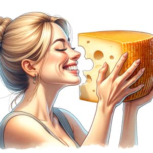 Joyful Blonde and Brunette Enjoy Manchego Cheese Moment