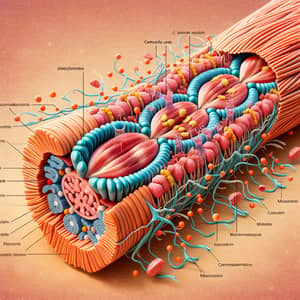 Muscle Fiber Anatomy and Contraction Mechanism Illustration