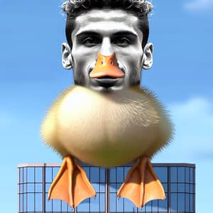 Soccer Player Duck Perched on Skyscrapers