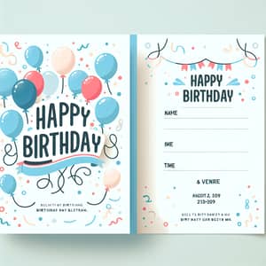 Birthday Invitation Card with Festive Balloon Decorations