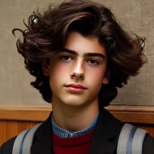 16-Year-Old Caucasian Student with Wavy Black Hair