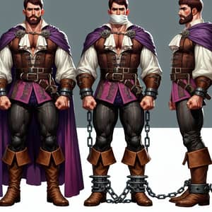 Strong Muscular Prince in Purple Cape Prepared for Execution