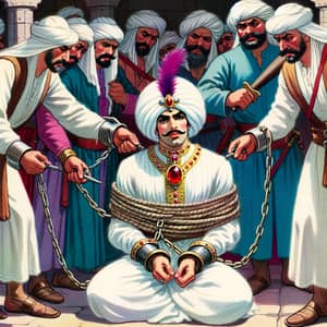 Captured Prince Aladdin: Chained, Shackled & Gagged by Palace Guards