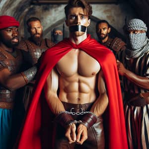Muscular Prince Arrested by Guards: Vulnerability and Strength