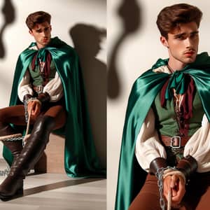 Young Strong Prince in Emerald Green Cape | Historical Execution Scene