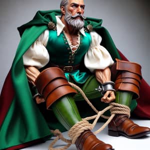 Valiant White Bearded Prince in Emerald Green Cape at Guillotine