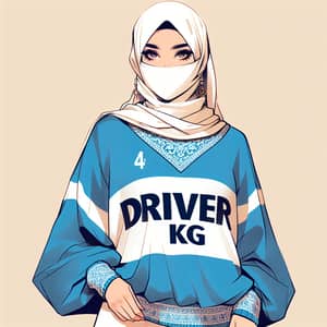 Middle-Eastern Girl in Blue White Sweater | Driver KG Fashion