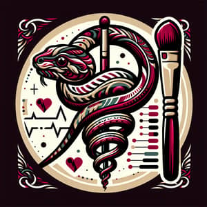 Vibrant Snake & Makeup Brush Logo - Medical Style Design