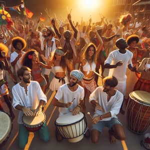 Diverse Carnival Scene with Drums and Dancers
