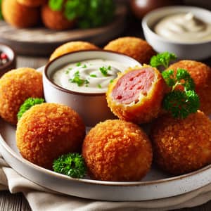 Crispy Smoked Meat Croquettes with Creamy Dipping Sauce