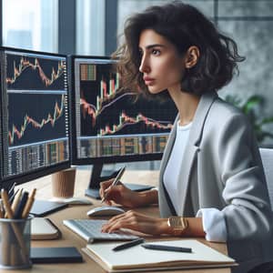 Expert Crypto Trader Analyzing Market Trends | Cityscape View